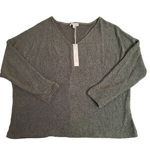 She + Sky Womens NWT Sage Green V-Neck Sweater Large